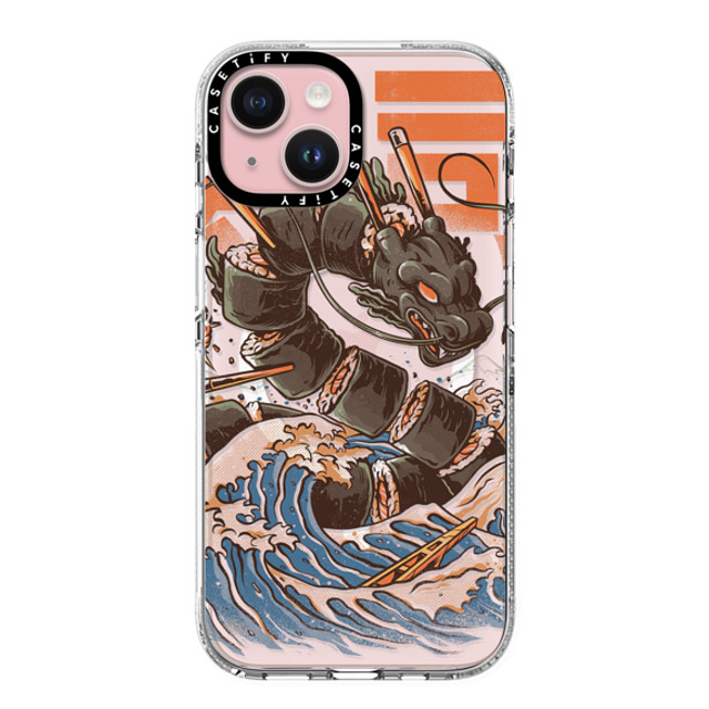 Ilustrata x CASETiFY iPhone 15 ケース クリア クリア ケース MagSafe対応 Great Sushi Dragon