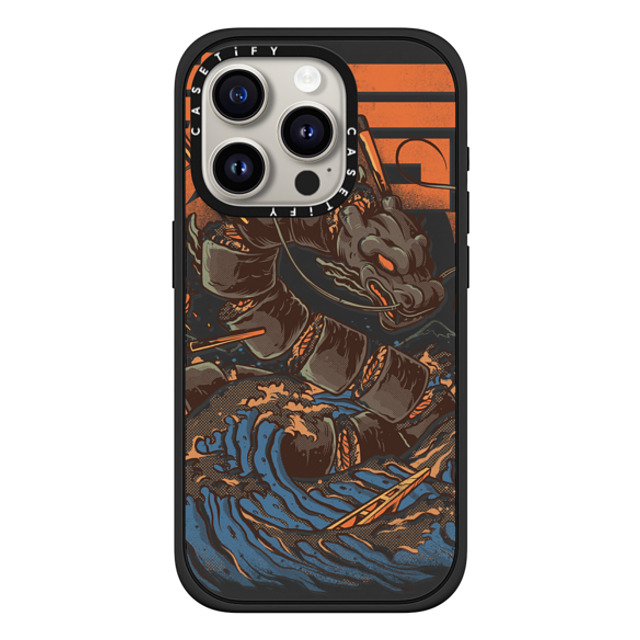 Ilustrata x CASETiFY iPhone 15 Pro ケース マットブラック インパクトケース MagSafe対応 Great Sushi Dragon