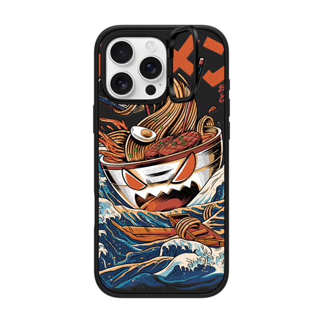 Ilustrata x CASETiFY iPhone 16 Pro Max ケース マットブラック インパクトリングスタンドケース MagSafe対応 Black Great Ramen