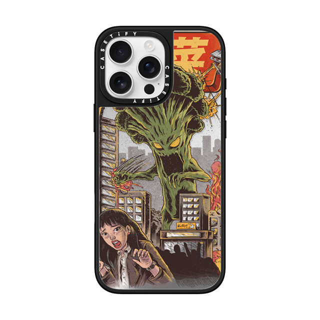 Ilustrata x CASETiFY iPhone 16 Pro Max ケース Silver on Black ミラーケース MagSafe対応 Broccozilla