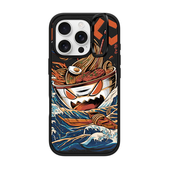 Ilustrata x CASETiFY iPhone 16 Pro ケース マットブラック インパクトリングスタンドケース MagSafe対応 Black Great Ramen