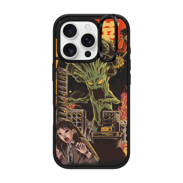 Ilustrata x CASETiFY iPhone 16 Pro ケース マットブラック インパクトリングスタンドケース MagSafe対応 Broccozilla