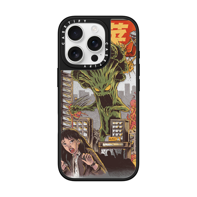 Ilustrata x CASETiFY iPhone 16 Pro ケース Silver on Black ミラーケース MagSafe対応 Broccozilla