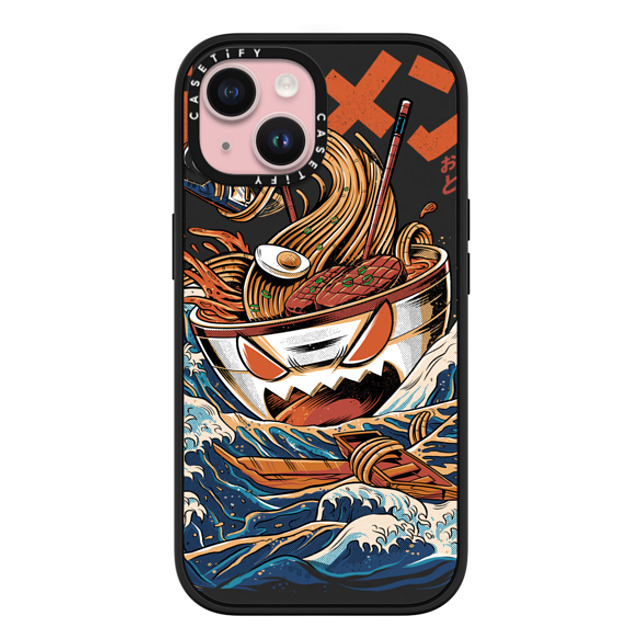 Ilustrata x CASETiFY iPhone 15 ケース マットブラック インパクトケース MagSafe対応 Black Great Ramen