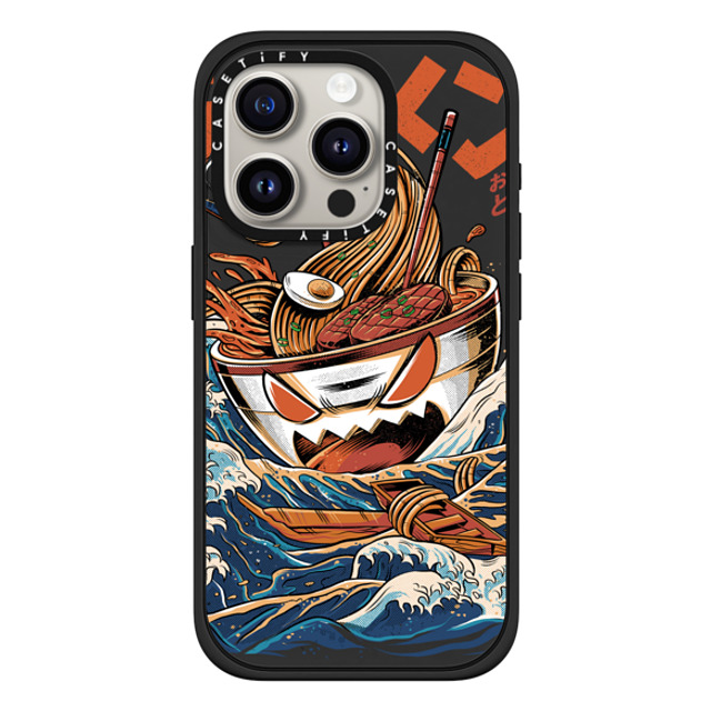 Ilustrata x CASETiFY iPhone 15 Pro ケース マットブラック インパクトケース MagSafe対応 Black Great Ramen