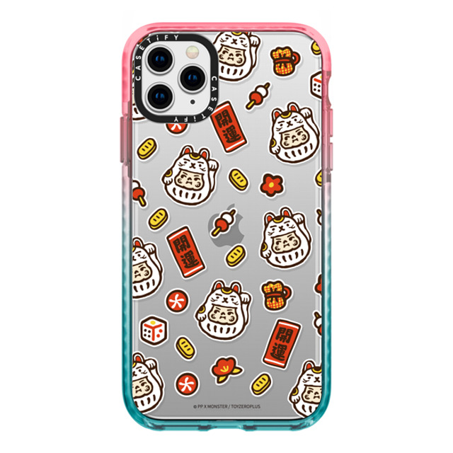 PP X MONSTER x CASETiFY iPhone 11 Pro Max ケース Pink/Blue インパクトケース PP Baby Lucky Cat Sticker Case