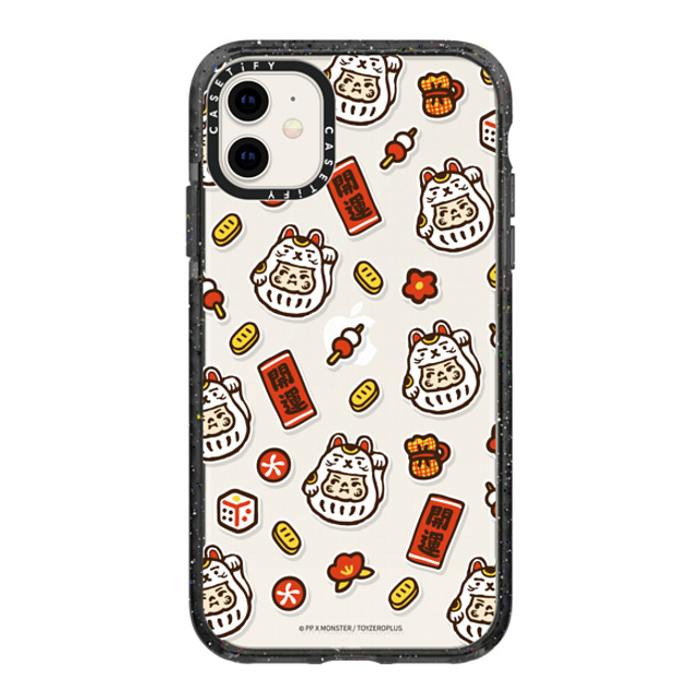 PP X MONSTER x CASETiFY iPhone 11 ケース ブラック インパクトケース PP Baby Lucky Cat Sticker Case