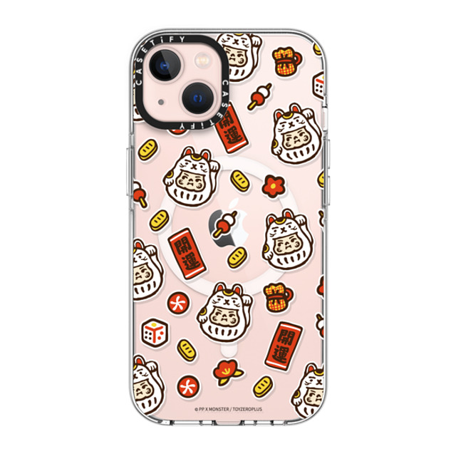 PP X MONSTER x CASETiFY iPhone 13 ケース クリア クリア ケース MagSafe対応 PP Baby Lucky Cat Sticker Case