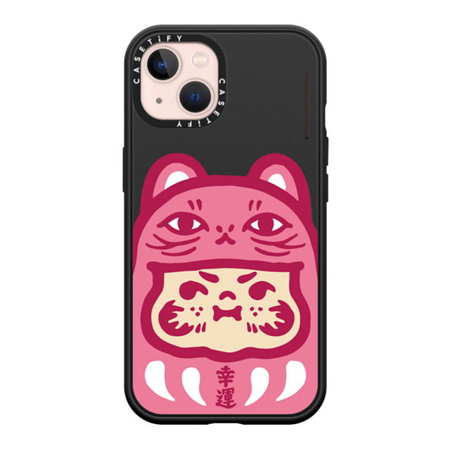 PP X MONSTER x CASETiFY iPhone 13 ケース マットブラック インパクトケース MagSafe対応 PP Baby Lucky Cat Daruma Pink Case