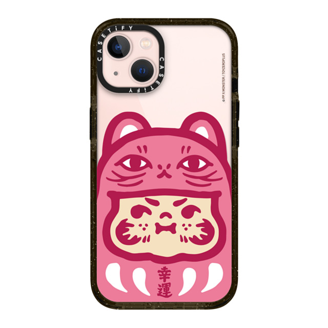 PP X MONSTER x CASETiFY iPhone 13 ケース ブラック インパクトケース PP Baby Lucky Cat Daruma Pink Case