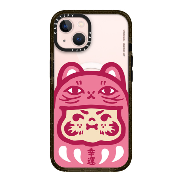 PP X MONSTER x CASETiFY iPhone 13 ケース ブラック インパクトケース MagSafe対応 PP Baby Lucky Cat Daruma Pink Case