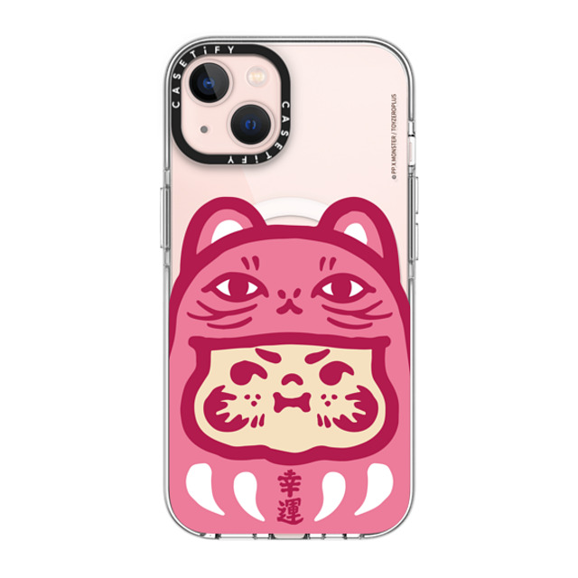 PP X MONSTER x CASETiFY iPhone 13 ケース クリア クリア ケース MagSafe対応 PP Baby Lucky Cat Daruma Pink Case