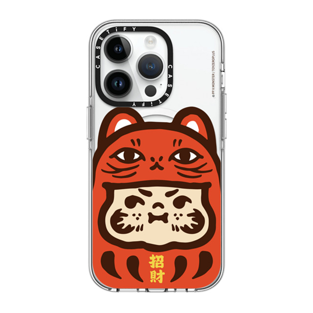 PP X MONSTER x CASETiFY iPhone 14 Pro ケース クリア クリア ケース MagSafe対応 PP Baby Lucky Cat Daruma Red Case