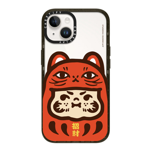 PP X MONSTER x CASETiFY iPhone 14 ケース ブラック インパクトケース PP Baby Lucky Cat Daruma Red Case