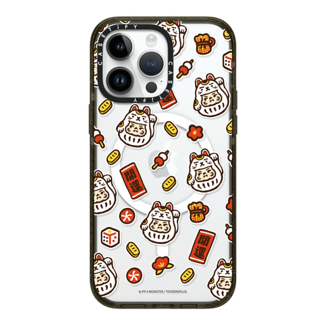 PP X MONSTER x CASETiFY iPhone 14 Pro Max ケース ブラック インパクトケース MagSafe対応 PP Baby Lucky Cat Sticker Case