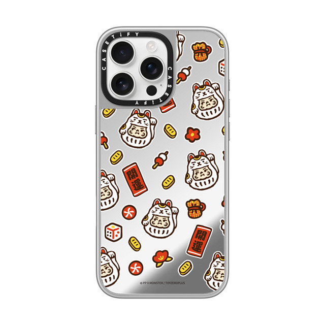PP X MONSTER x CASETiFY iPhone 16 Pro Max ケース シルバー (シルバーバンパー) ミラーケース MagSafe対応 PP Baby Lucky Cat Sticker Case Back to School PP X MONSTER x CASETiFY iPhone 16 Pro Max ケース シルバー (シルバーバンパー) ミラーケース MagSafe対応 PP Baby Lucky Cat Sticker Case Back to School