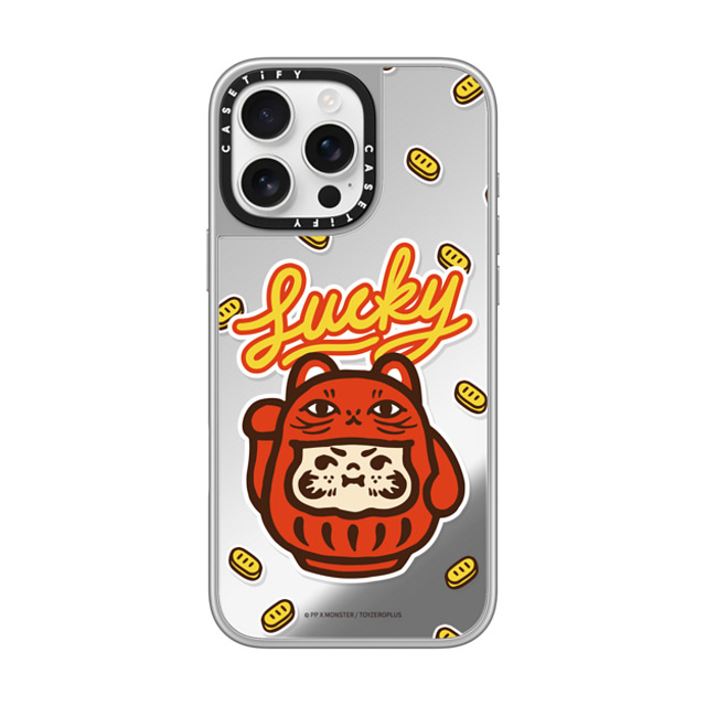 PP X MONSTER x CASETiFY iPhone 16 Pro Max Case シルバー (シルバーバンパー) ミラーケース MagSafe対応 PP Baby Lucky Cat Daruma Case PP X MONSTER x CASETiFY iPhone 16 Pro Max Case シルバー (シルバーバンパー) ミラーケース MagSafe対応 PP Baby Lucky Cat Daruma Case