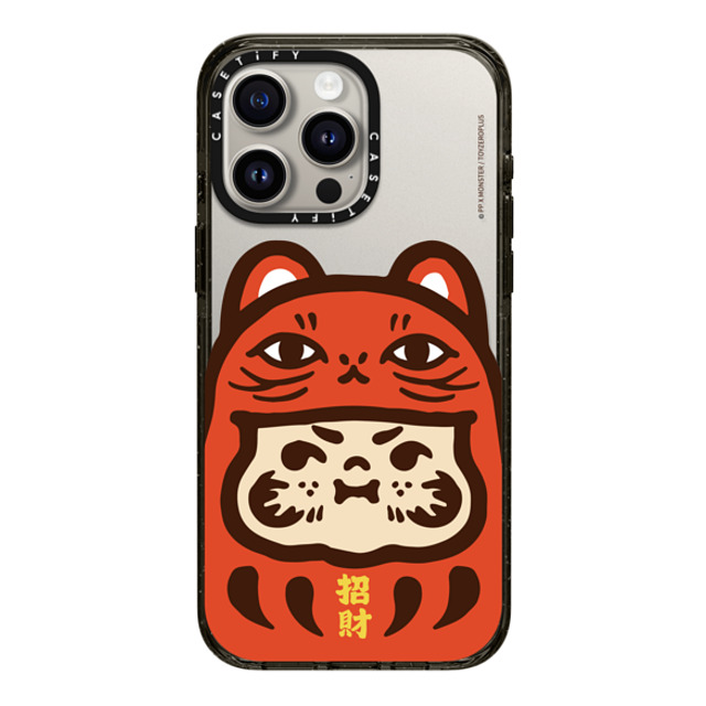 PP X MONSTER x CASETiFY iPhone 15 Pro Max ケース ブラック インパクトケース PP Baby Lucky Cat Daruma Red Case