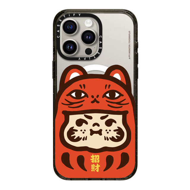 PP X MONSTER x CASETiFY iPhone 15 Pro Max ケース ブラック インパクトケース MagSafe対応 PP Baby Lucky Cat Daruma Red Case