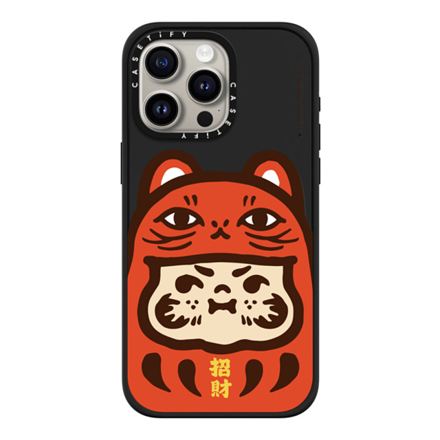 PP X MONSTER x CASETiFY iPhone 15 Pro Max ケース マットブラック インパクトケース MagSafe対応 PP Baby Lucky Cat Daruma Red Case