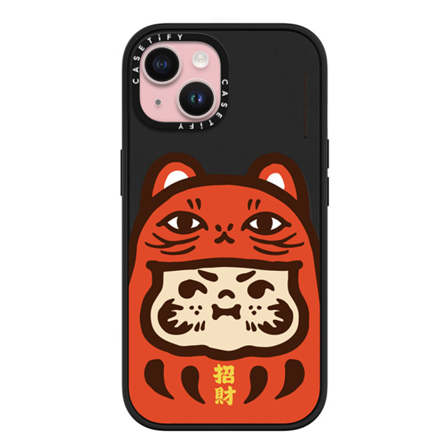 PP X MONSTER x CASETiFY iPhone 15 ケース マットブラック インパクトケース MagSafe対応 PP Baby Lucky Cat Daruma Red Case