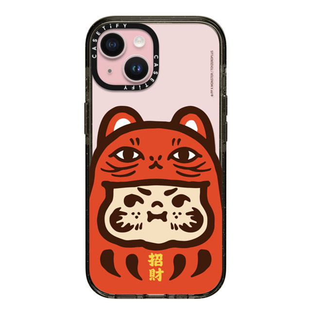 PP X MONSTER x CASETiFY iPhone 15 ケース ブラック インパクトケース PP Baby Lucky Cat Daruma Red Case