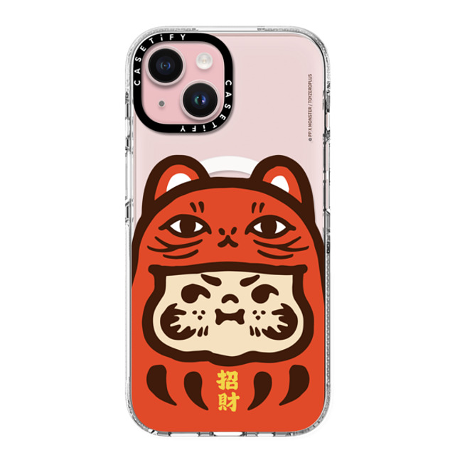 PP X MONSTER x CASETiFY iPhone 15 ケース クリア クリア ケース MagSafe対応 PP Baby Lucky Cat Daruma Red Case