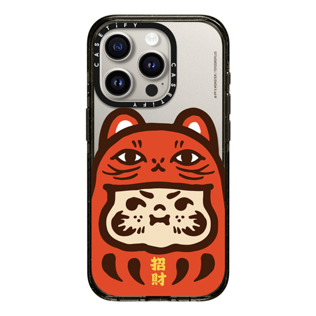 PP X MONSTER x CASETiFY iPhone 15 Pro ケース ブラック インパクトケース PP Baby Lucky Cat Daruma Red Case