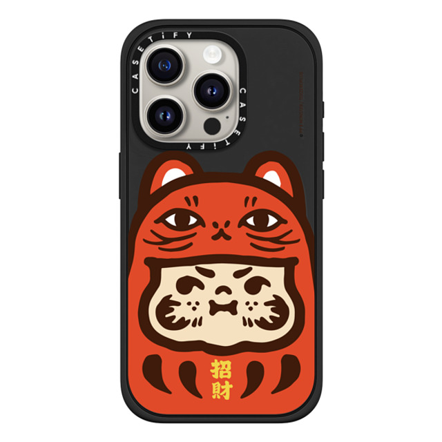 PP X MONSTER x CASETiFY iPhone 15 Pro ケース マットブラック インパクトケース MagSafe対応 PP Baby Lucky Cat Daruma Red Case