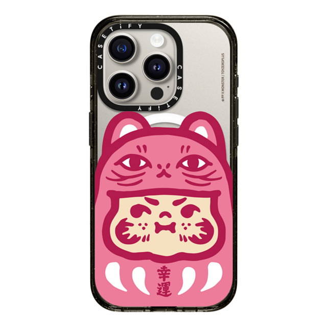 PP X MONSTER x CASETiFY iPhone 15 Pro ケース ブラック インパクトケース MagSafe対応 PP Baby Lucky Cat Daruma Pink Case