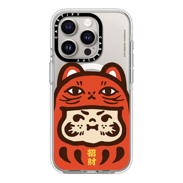 PP X MONSTER x CASETiFY iPhone 15 Pro ケース クリア クリア ケース MagSafe対応 PP Baby Lucky Cat Daruma Red Case