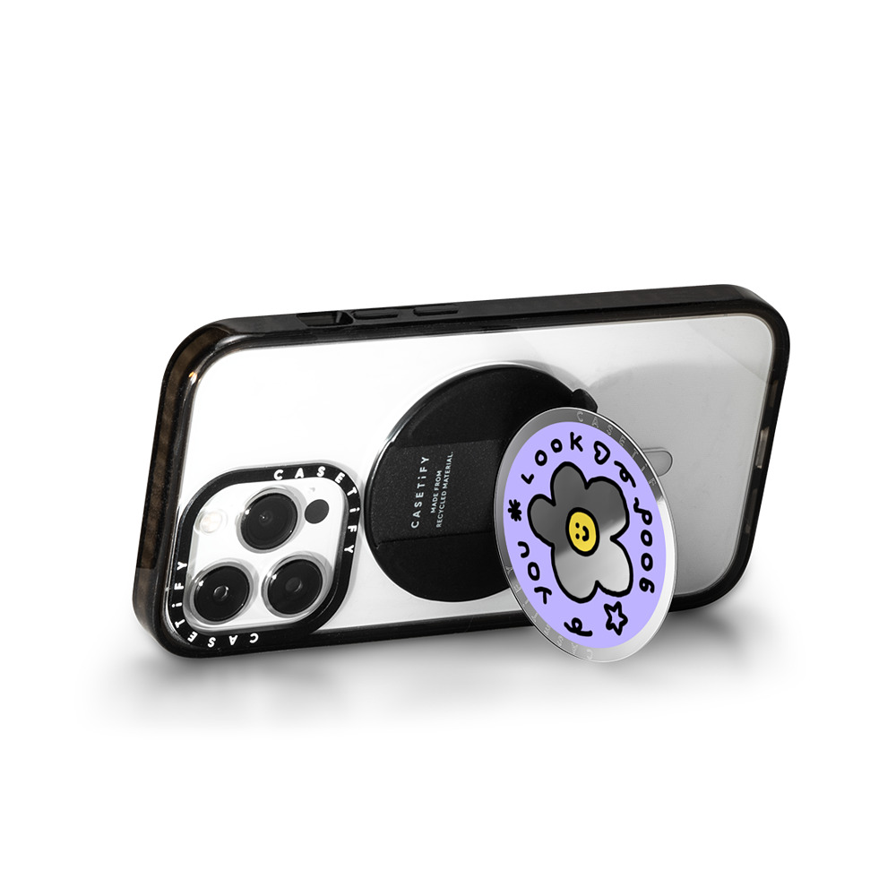 nothing here x CASETiFY Snappy グリップスタンド シルバー Snappy ミラー グリップスタンド MagSafe対応 You Look Good nothing here x CASETiFY Snappy グリップスタンド シルバー Snappy ミラー グリップスタンド MagSafe対応 You Look Good