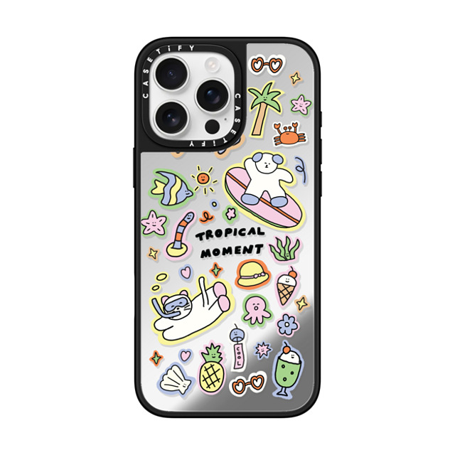nothing here x CASETiFY iPhone 16 Pro Max Case Silver on Black ミラーケース MagSafe対応 Tropical sticker nothing here x CASETiFY iPhone 16 Pro Max Case Silver on Black ミラーケース MagSafe対応 Tropical sticker