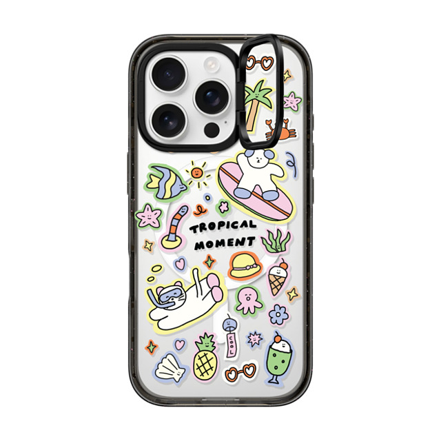 nothing here x CASETiFY iPhone 16 Pro ケース ブラック インパクトリングスタンドケース MagSafe対応 Tropical sticker Father's Day nothing here x CASETiFY iPhone 16 Pro ケース ブラック インパクトリングスタンドケース MagSafe対応 Tropical sticker Father's Day