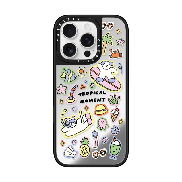 nothing here x CASETiFY iPhone 16 Pro ケース Silver on Black ミラーケース MagSafe対応 Tropical sticker Father's Day nothing here x CASETiFY iPhone 16 Pro ケース Silver on Black ミラーケース MagSafe対応 Tropical sticker Father's Day