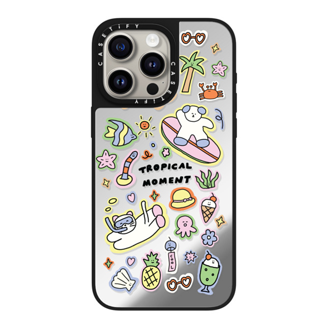 nothing here x CASETiFY iPhone 15 Pro Max Case Silver on Black ミラーケース MagSafe対応 Tropical sticker nothing here x CASETiFY iPhone 15 Pro Max Case Silver on Black ミラーケース MagSafe対応 Tropical sticker