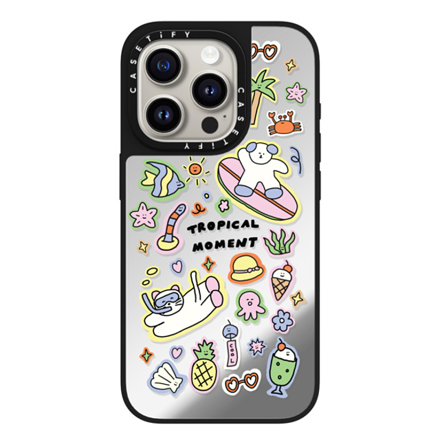 nothing here x CASETiFY iPhone 15 Pro Case Silver on Black ミラーケース MagSafe対応 Tropical sticker nothing here x CASETiFY iPhone 15 Pro Case Silver on Black ミラーケース MagSafe対応 Tropical sticker