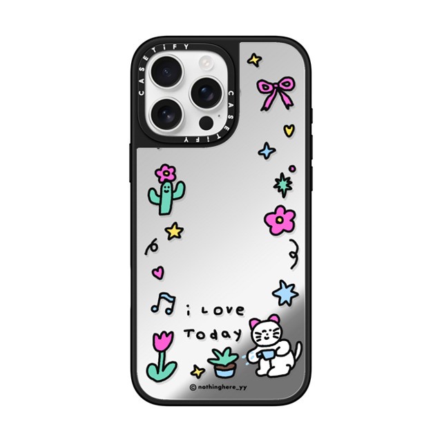 nothing here x CASETiFY iPhone 16 Pro Max Case Silver on Black ミラーケース MagSafe対応 I Love Today nothing here x CASETiFY iPhone 16 Pro Max Case Silver on Black ミラーケース MagSafe対応 I Love Today
