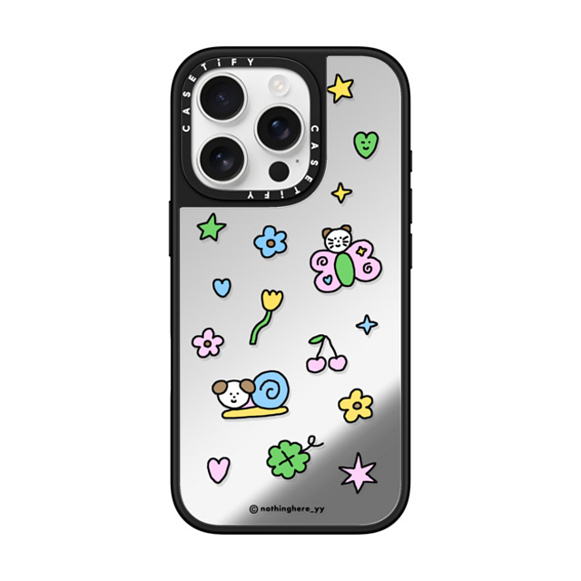 nothing here x CASETiFY iPhone 16 Pro Case Silver on Black ミラーケース MagSafe対応 Enjoy The Springtime nothing here x CASETiFY iPhone 16 Pro Case Silver on Black ミラーケース MagSafe対応 Enjoy The Springtime