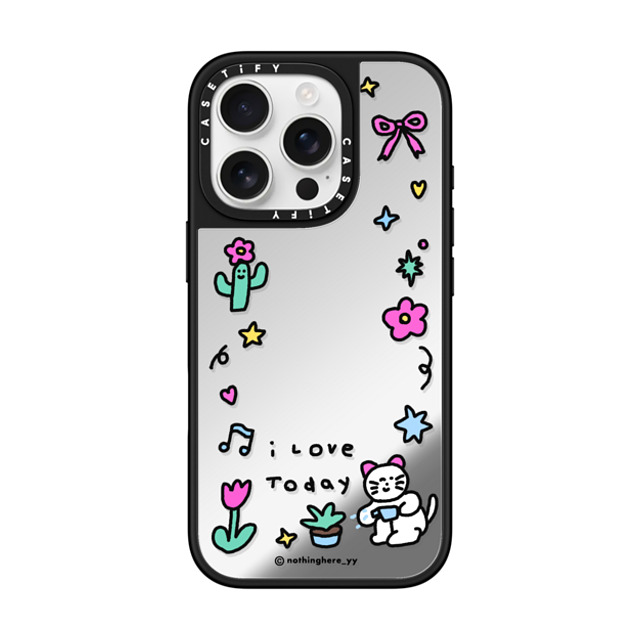 nothing here x CASETiFY iPhone 16 Pro Case Silver on Black ミラーケース MagSafe対応 I Love Today nothing here x CASETiFY iPhone 16 Pro Case Silver on Black ミラーケース MagSafe対応 I Love Today