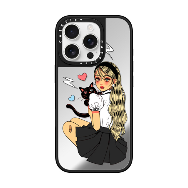 Dahye x CASETiFY iPhone 16 Pro Case Cat,Cartoon Silver on Black ミラーケース MagSafe対応 GIVE ME LOVE BY DAHYE Mother's Day Dahye x CASETiFY iPhone 16 Pro Case Cat,Cartoon Silver on Black ミラーケース MagSafe対応 GIVE ME LOVE BY DAHYE Mother's Day