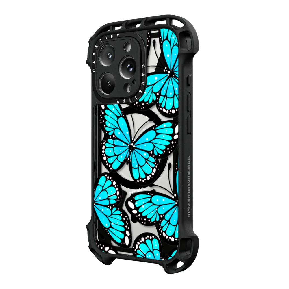 Ultra Bounce iPhone 16 Pro Case MagSafe Compatible - Blue Monarca by Sofia Castellanos