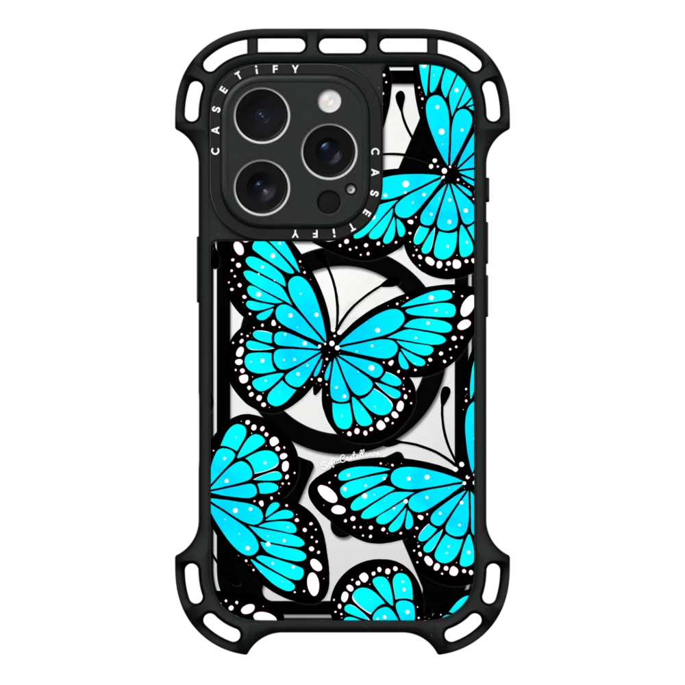 Ultra Bounce iPhone 16 Pro Case MagSafe Compatible - Blue Monarca by Sofia Castellanos