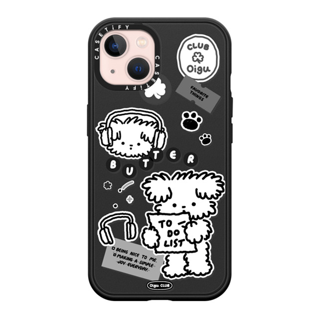 Oigu Club x CASETiFY iPhone 13 ケース マットブラック インパクトケース MagSafe対応 Butter black sticker by Oigu