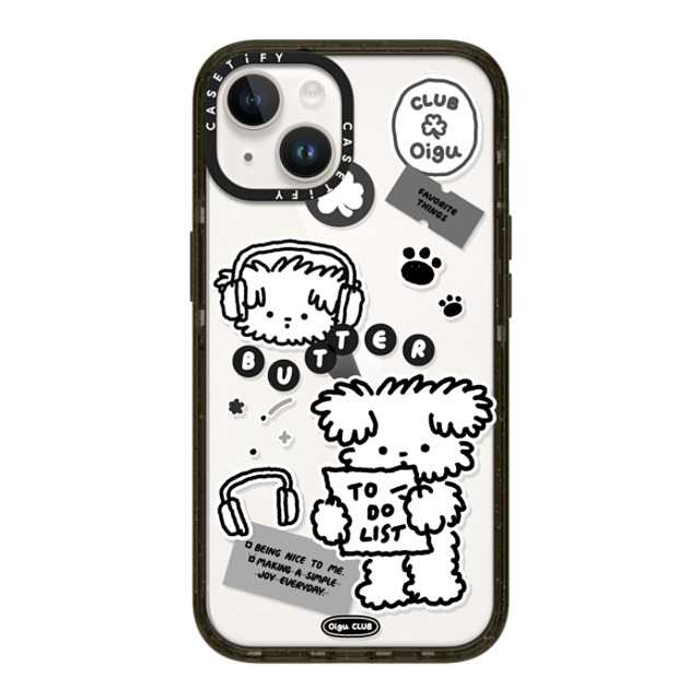 Oigu Club x CASETiFY iPhone 14 ケース ブラック インパクトケース Butter black sticker by Oigu