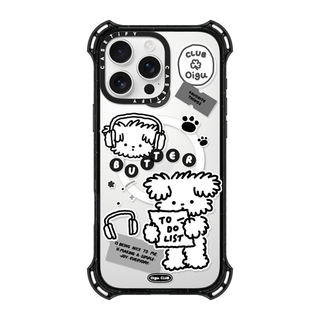 Oigu Club x CASETiFY iPhone 16 Pro Max ケース ブラック バウンスケース Butter black sticker by Oigu