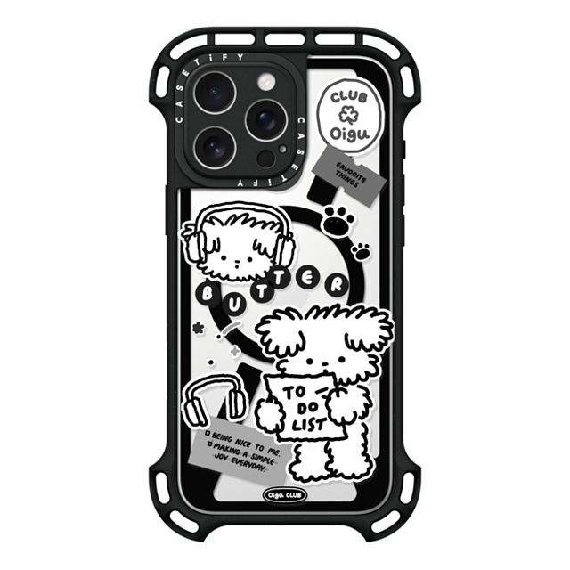 Oigu Club x CASETiFY iPhone 16 Pro Max ケース ブラック ウルトラ バウンスケース MagSafe対応 Butter black sticker by Oigu