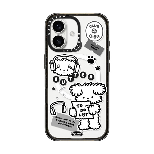 Oigu Club x CASETiFY iPhone 16 ケース ブラック インパクトケース MagSafe対応 Butter black sticker by Oigu