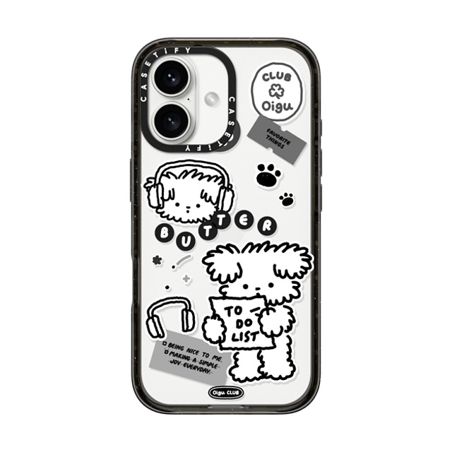 Oigu Club x CASETiFY iPhone 16 ケース ブラック インパクトケース Butter black sticker by Oigu