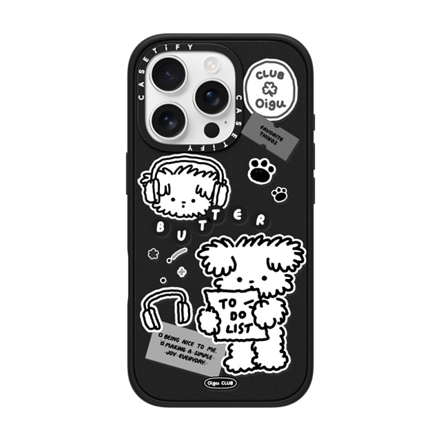 Oigu Club x CASETiFY iPhone 16 Pro ケース マットブラック インパクトケース MagSafe対応 Butter black sticker by Oigu